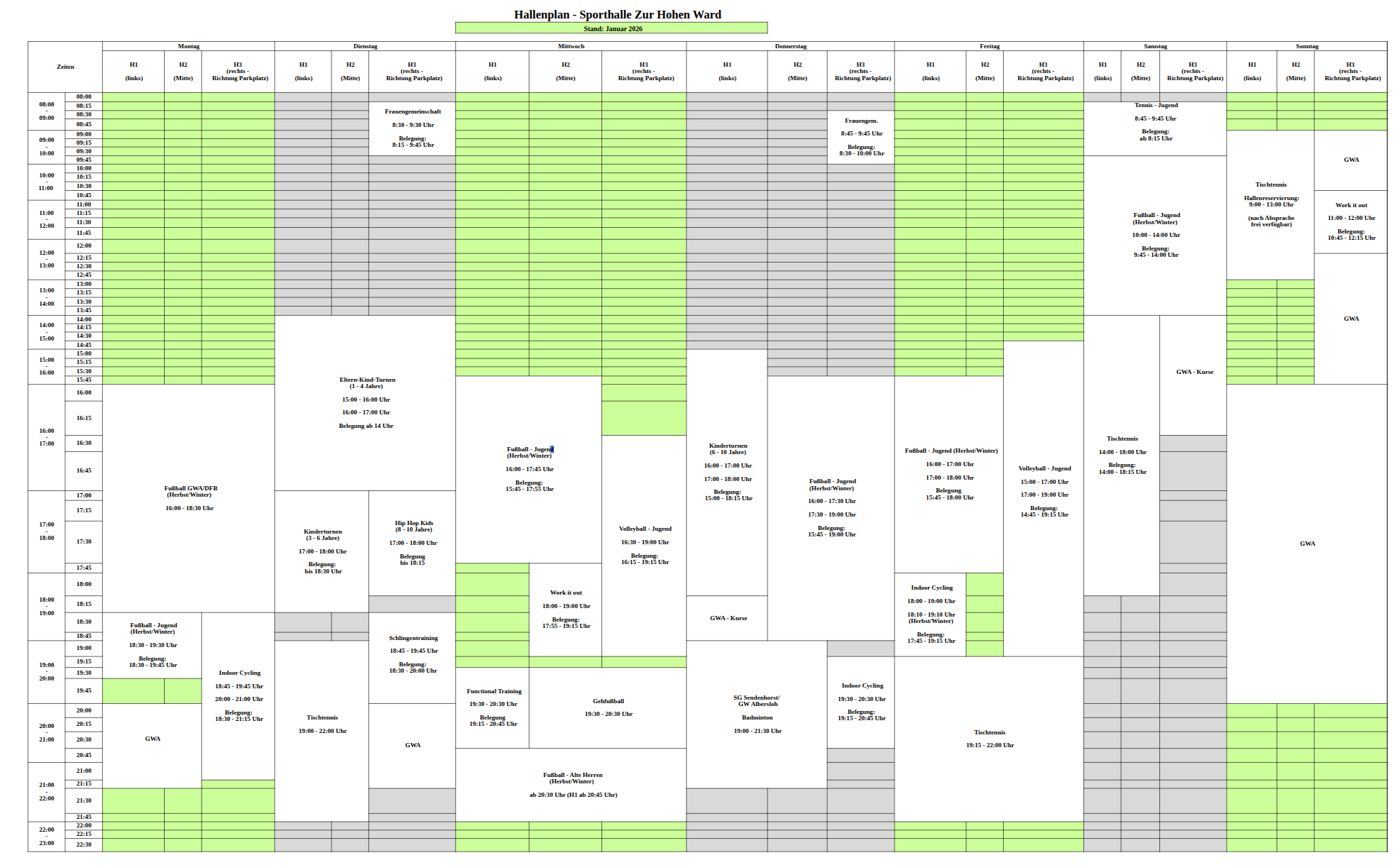 Hallenplan Januar 2026